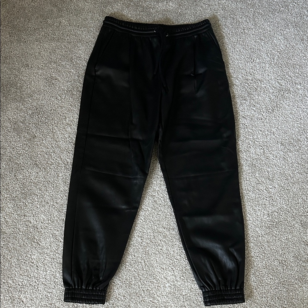 Zara Black Faux Leather Jogger Pants